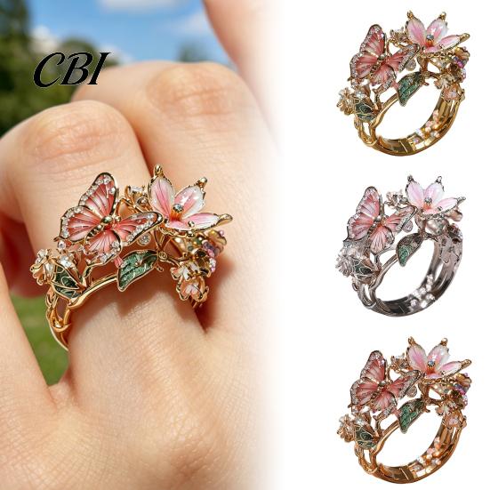 Flexibler Ring Leichte Legierung Fingerring, Schmetterling Blume Form Verstellbare Öffnung Tägliches Tragen Design Band für Date Party