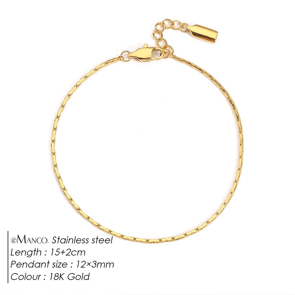 

eManco 1.3MM Hammered Wire Chain White Gold Bracelet Simple Men s No Color Loss Waterproof Hand Jewelry