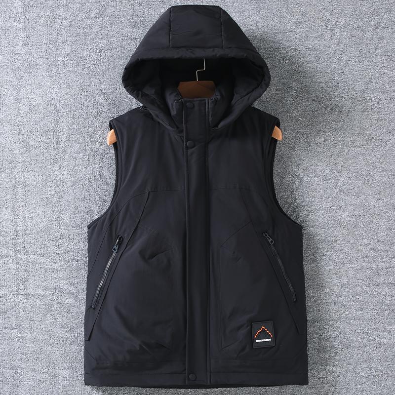 Plus Size L-8XL Fashion Warm Vest Man Winter Waterproof Sleeveless Jackets Hooded Casual Thick Men's Coat