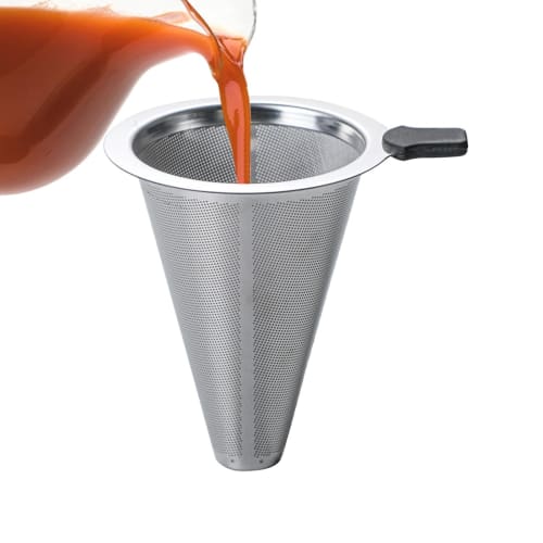 Coffee Dripper, Stainless Steel Coffee Filter - Reusable Pour-Over Filter, Stainless Steel, Slow Drip, Double-Layer Fine Mesh Coffee Strainer, Makes 1