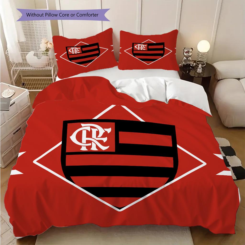 Flamengo logo Vzor Povlečení Přikrývka Sada Povlak na přikrývku Povlak na polštář Domácí dekorace Dárek k narozeninám (1 * povlak na peřinu + 2 * povlak na polštář, bez jádra)