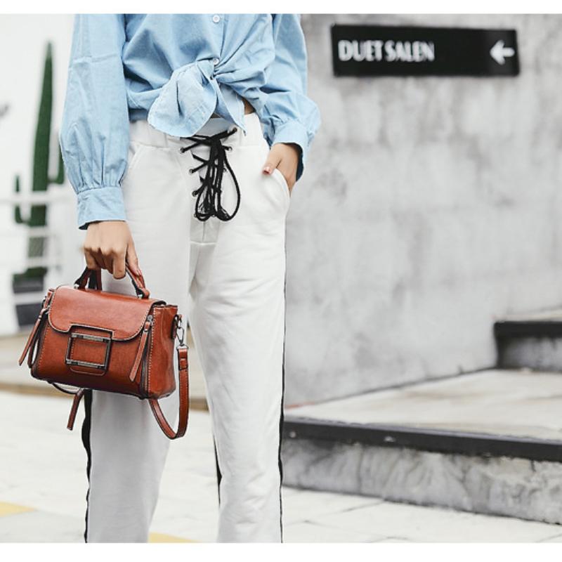 Geantă de toamnă și iarnă pentru femei, stil nou, coreeană retro, geantă cu un singur umăr, geantă pătrată mică, geantă de femeie din piele de ceară