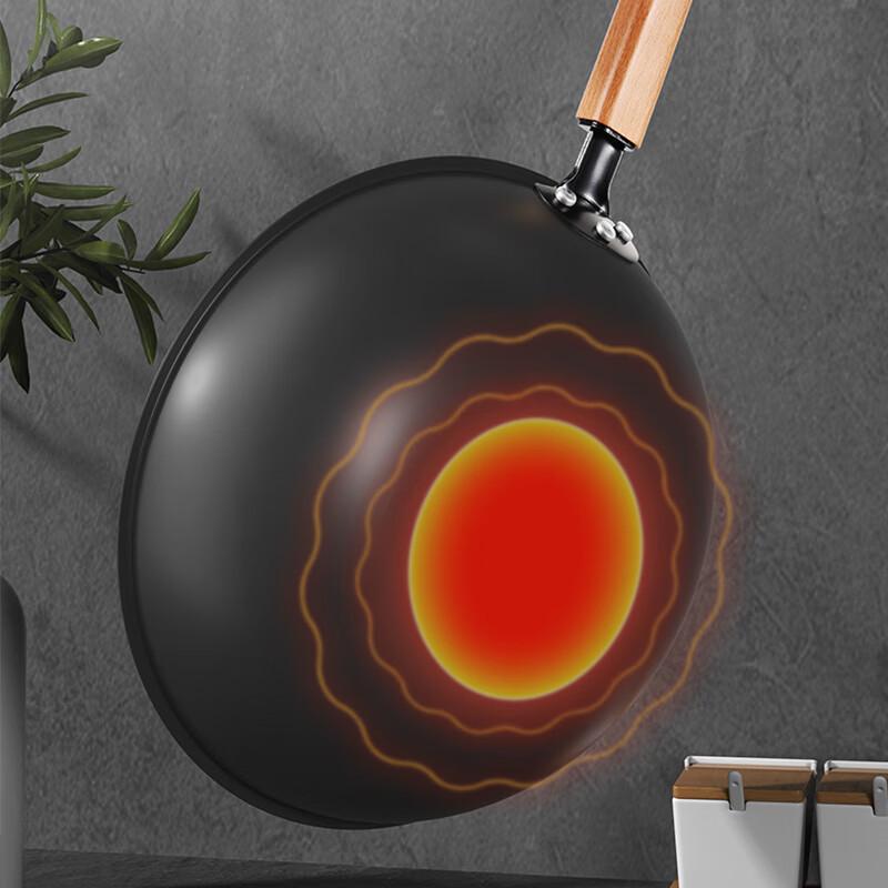 Kombach 32cm Deep Nitrogen Anti-Rust Iron Wok Set