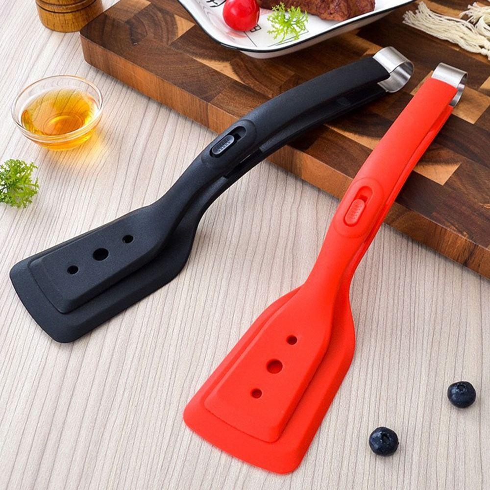 Multipurpose 2 in 1 Spatula Tongs Silicone Spatulas Bread Clip Egg Flipper Spatula BBQ Grilling