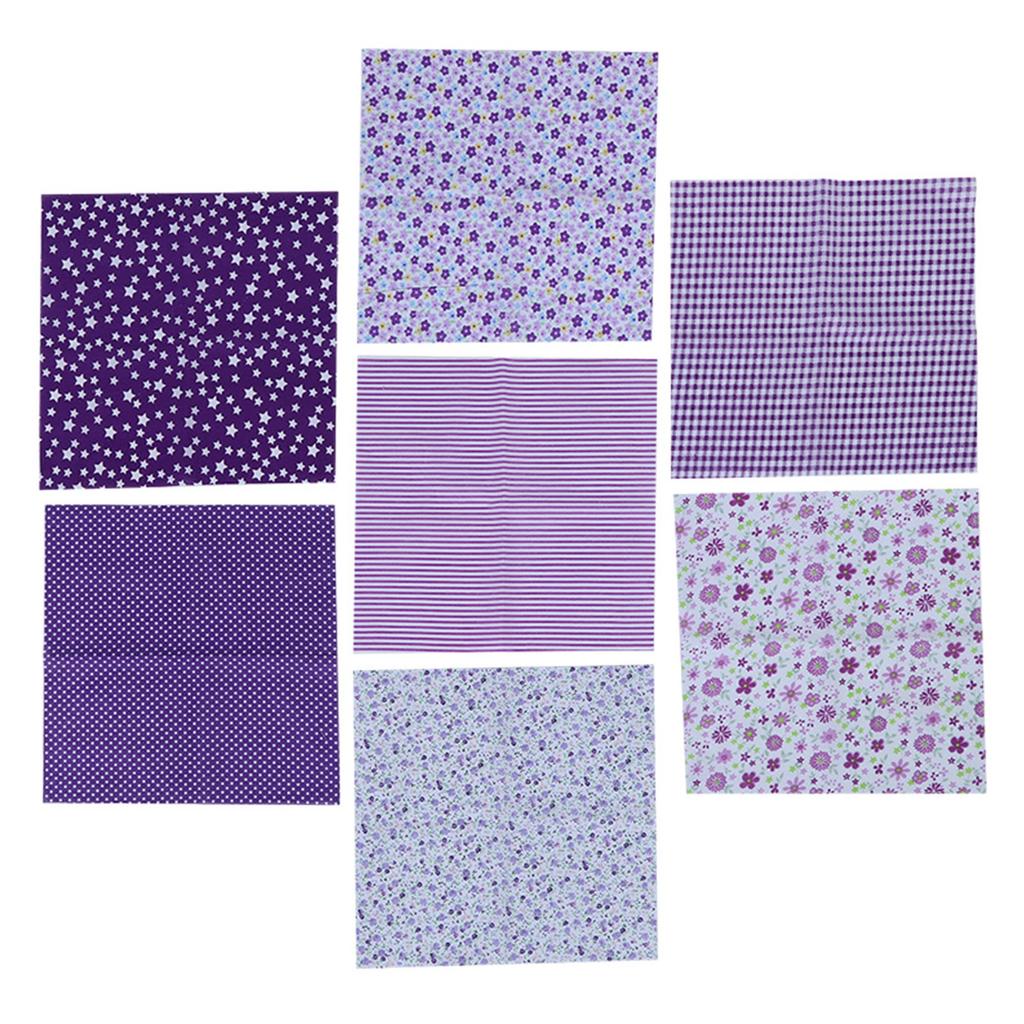 7Pcs 50x50cm Purple Floral Cotton Fabric Cloth for DIY Craft Sewing Scrapbooking Quilting Kit