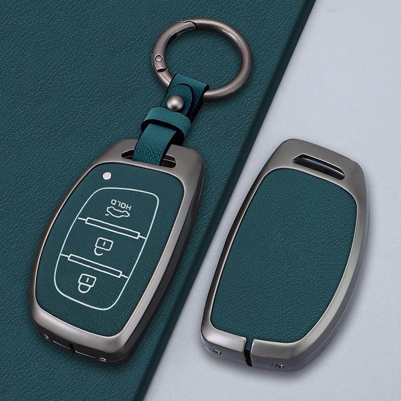 Zinc Alloy Leather Car Key Case Cover Fob Holder for Hyundai Tucson Santa Fe Rena Sonata Elantra Creta Ix35 Ix45 I10 I30 I40