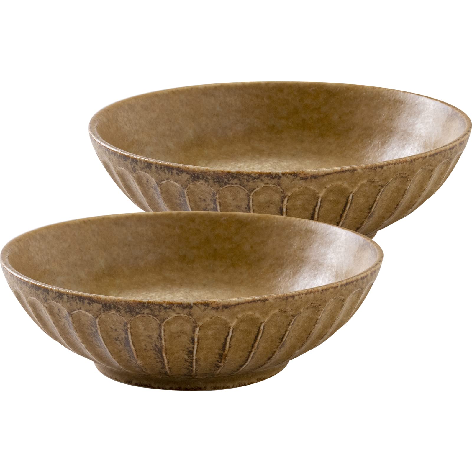 

Minoru Pottery Mino Ware tetote 155 Medium Bowl, Walnut, Set of 2