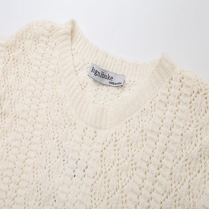 Fashion Style 2024 Summer New Women's Clothing Easiest for Match Puff Sleeves Romantic Style Knitting Tops 6236004
