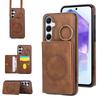 Custodia a Tracolla con Porta Carte e Anello in Pelle per Samsung Galaxy S25 Ultra S24 Plus S23 S22 A16 A26 A36 A56 5G Magnetica