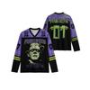 Halloween Monster Graphic Jersey T‑Shirt V‑Neck Short Sleeve  Lightning Unisex Retro Horror Casual Sports Tops