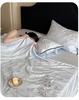 Premium 60 Thread Blue Essence Tencel Jacquard Embroidery Summer Cool Quilt Set - Blue Mist Dreams