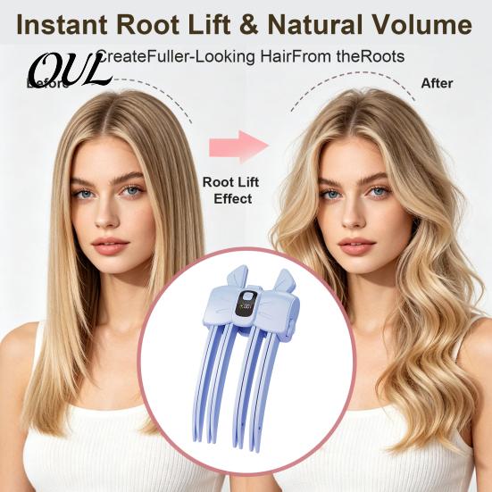 Professional Hair Root Lift Heated Clip, LCD Display Wireless Volumizing Travel Friendly Tool 2 Temperature Adjustable Electric Styling for