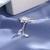Tassel Lotus Ring New Chinese Jewelry Accessories Fashion Open Adjustable Design Flower Finger Ring Silver Flower Bud Lotus Ring