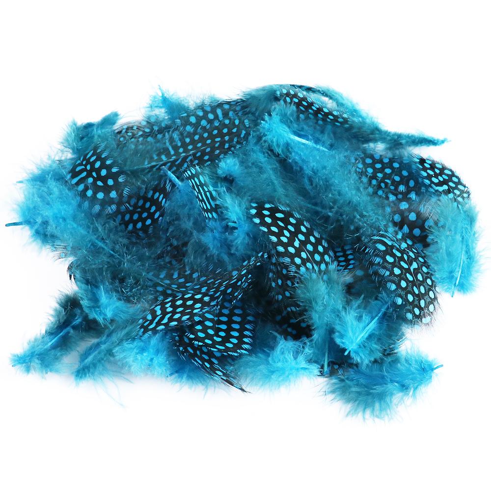 

100PCS Bulk Natural Guinea Fowl Pheasant Feathers for Crafts Jewelry Making Dream Catcher DIY Party Wedding Decor Accessories 100PCS озеро синього кольору