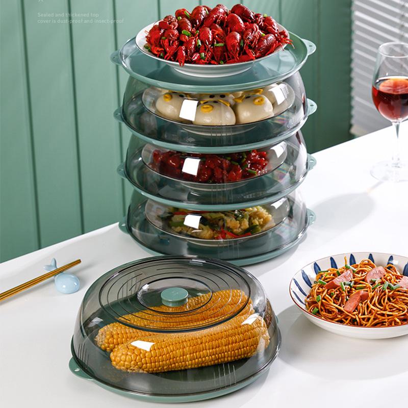 Dish Cover PET Heat Insulation Storage Transparent Dustproof for Home Picnic Cooking Green