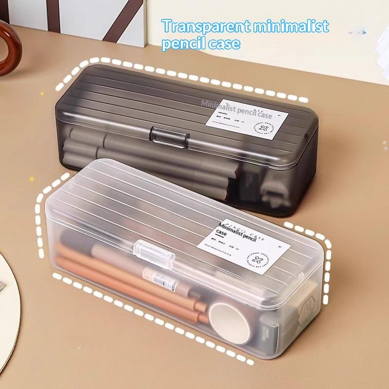 Multi-Functional Plastic Storage Box Large-Capacity Transparent Pen Box Stackable Pencil Case Gift