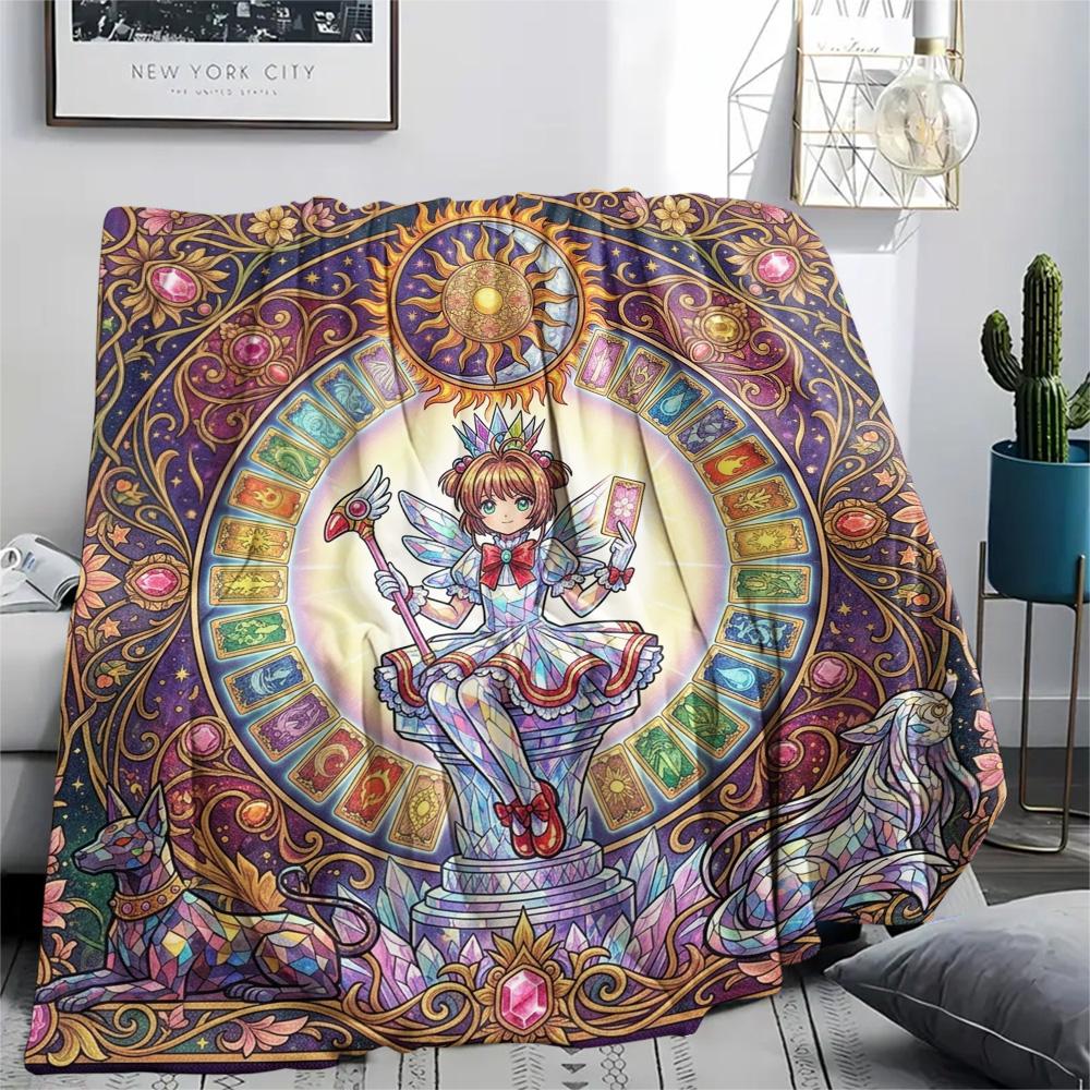 Cardcaptor Sakura Print Flannel Blanket, Ultra Soft High Quality All Seasons Warm Throw, Home Decor Cozy Blanket, Perfect Christmas Gift