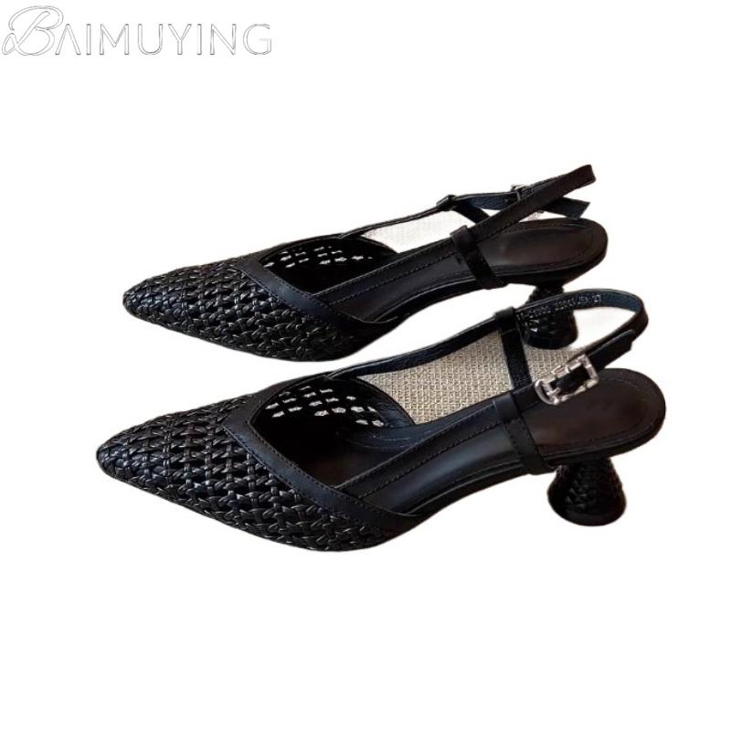 Fashion Elegant Women High Heels Sandals Pointed Toe Chunky Shoes New Designer 2025 Summer Dress Party Woman Slippers Sexy Pumps Mujer