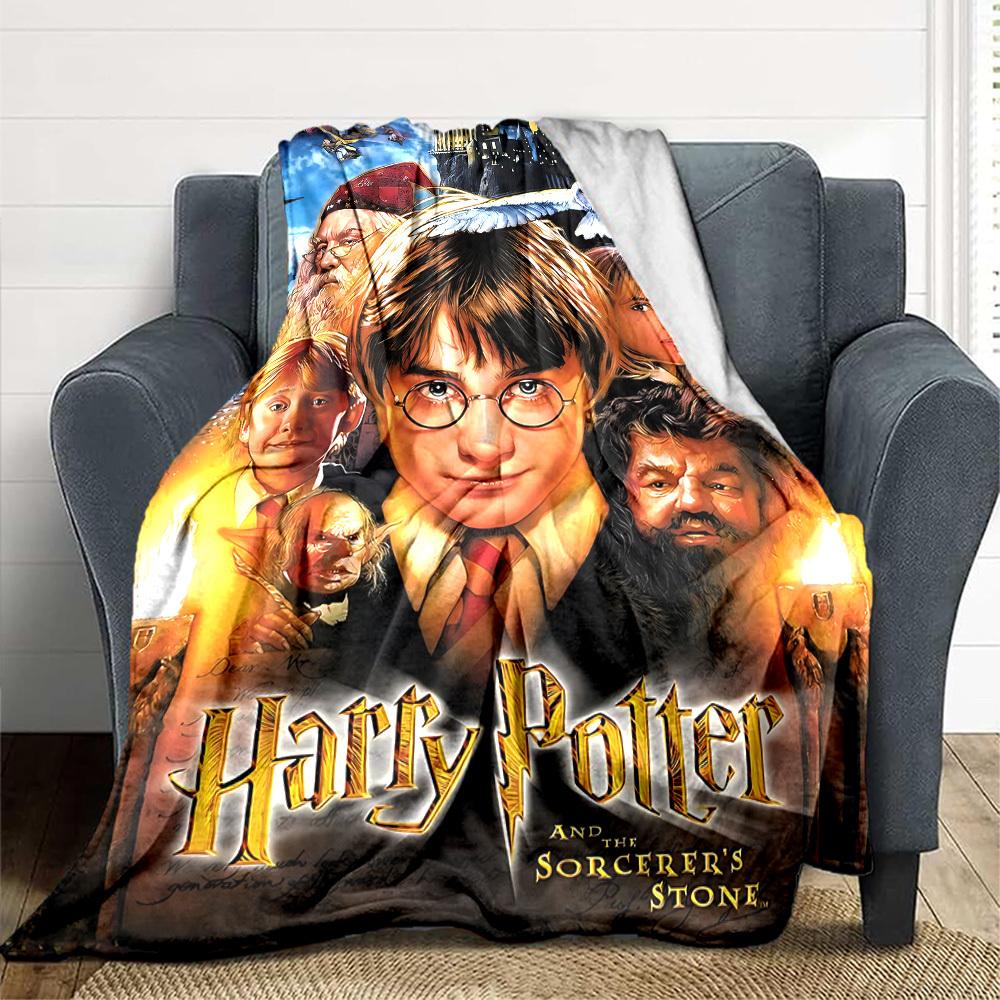 1pc Harry Potter Flannel Throw Blanket - HD Printed Lightweight Soft Warm All-Season Blanket for Sofa, Bed, Travel, Camping 100