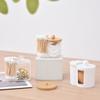 Transparent Bathroom Storage Container Qtip Holder With Dual Compartments - Clear Cotton Swab And Cotton Balls Organizer -