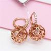 Exquisite Russian Purple Gold Inlaid Zircon Hollow Ball Time Running Earrings Plated Rose Color Gold Ear Jewelry