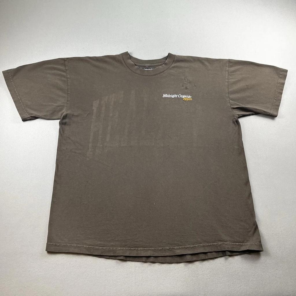 T-shirt Biologica Mezzanotte Uomo Taglia L Marrone Larry June Healthy 1991 Ricamata