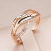 New Unique Creative  Rose Gold Women Rings Micro-Wax Inlay Natural Zircon Geometry Cross Rings Fashion Modern Jewelry