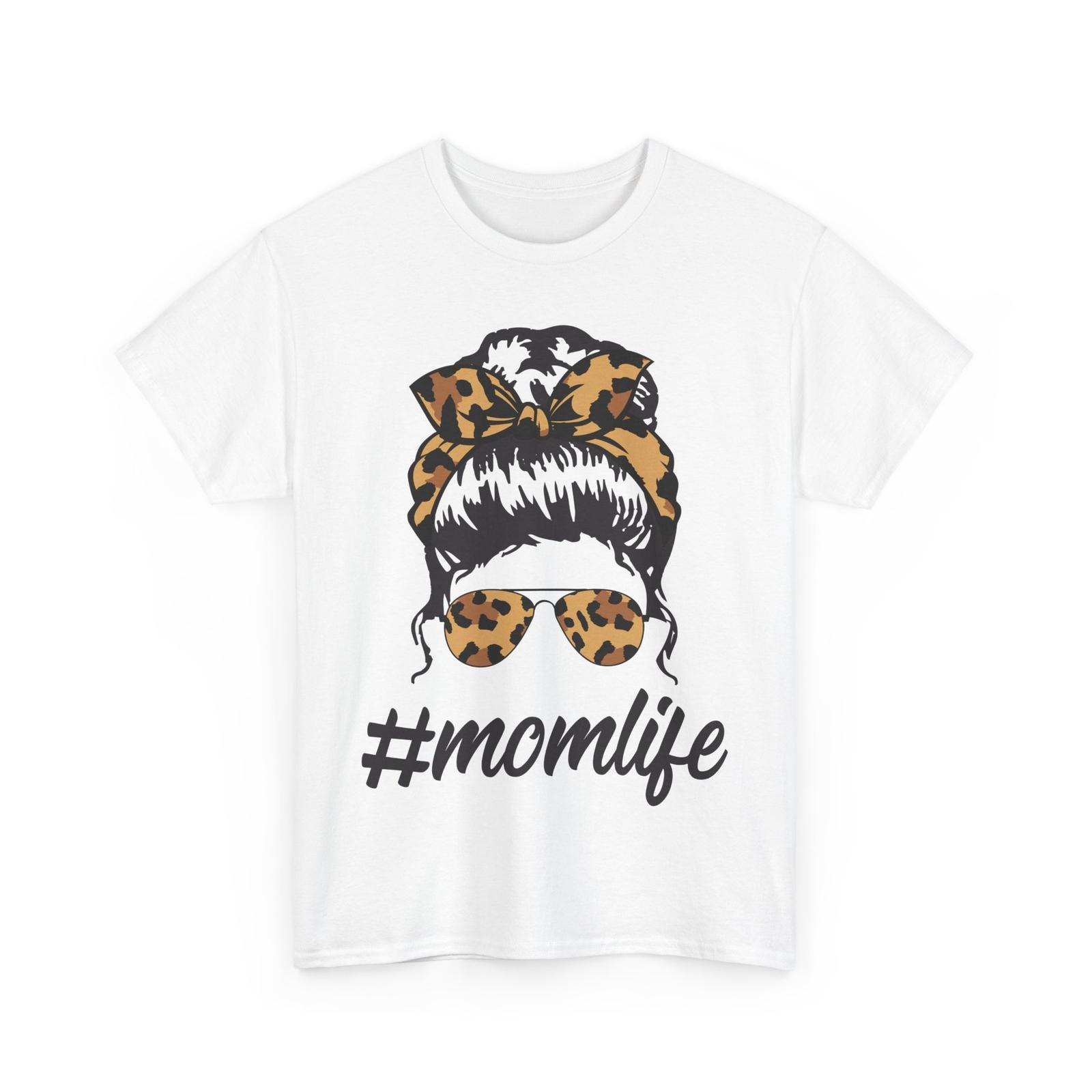 Mom Life Shirt, Mommy Messy Bun Leopard Sunglasses Mother s Day T-shirt XXL