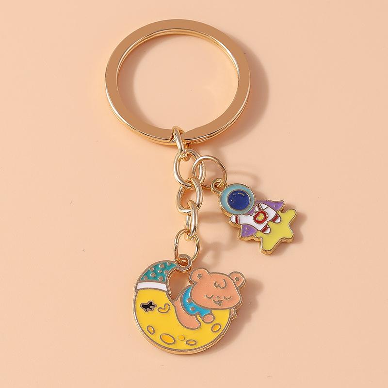 Cute Enamel Cartoon Animal Bear Keychain Panda Duck Key Ring Pendant for Car Key Holder Handbag Decor DIY Jewelry Gift