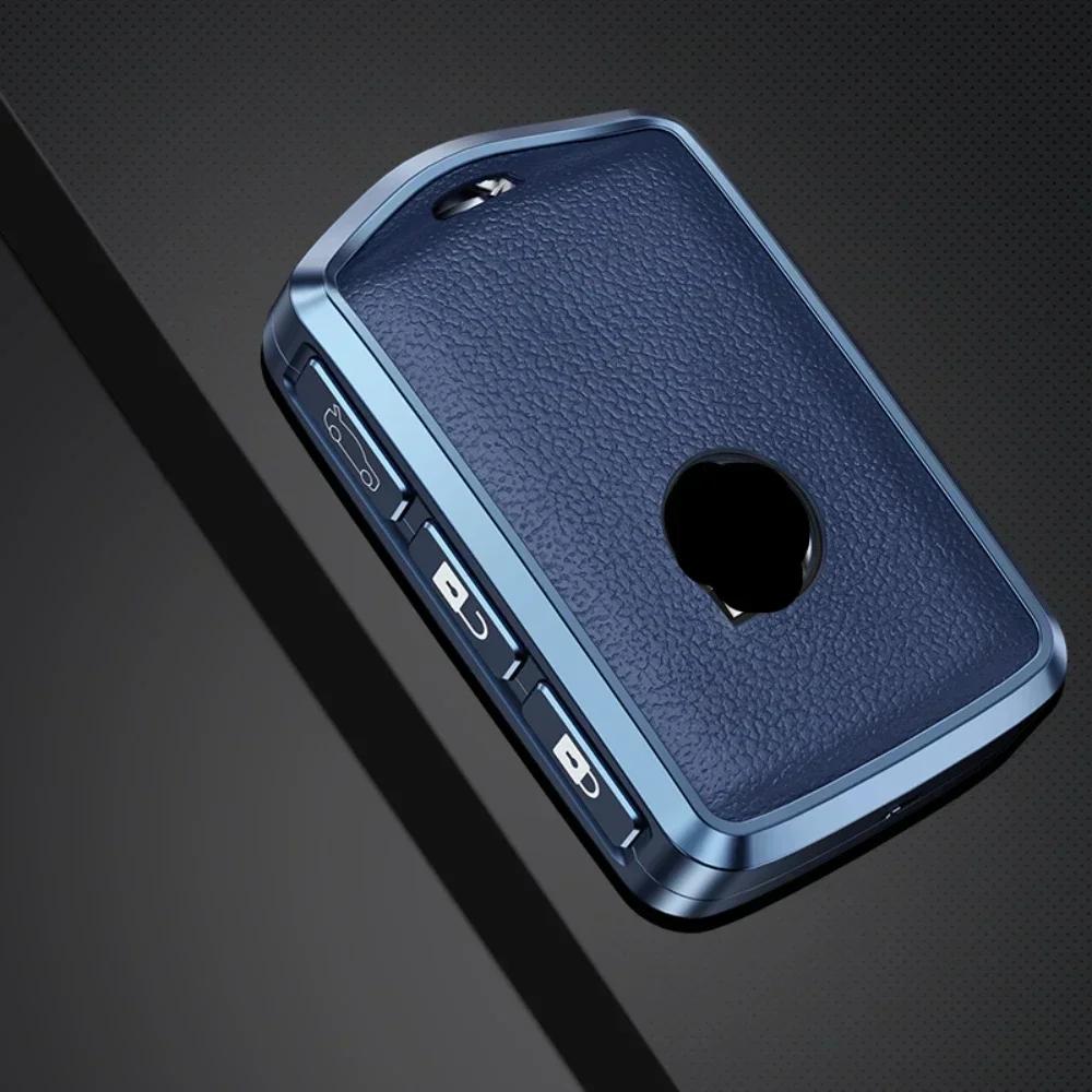 Aluminum Alloy Leather Car Key Case Cover Shell For Volvo S90 S60 Xc60 Xc90 Xc40 C40 V60 V90 T6 T8 Auto Accessaries Keychain