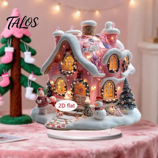 LED Lighted Figurines 2D Acrylic Christmas Angel Figurine with Warm Lights, Glowing Holiday Tabletop Table Decorations Decor for Home Living