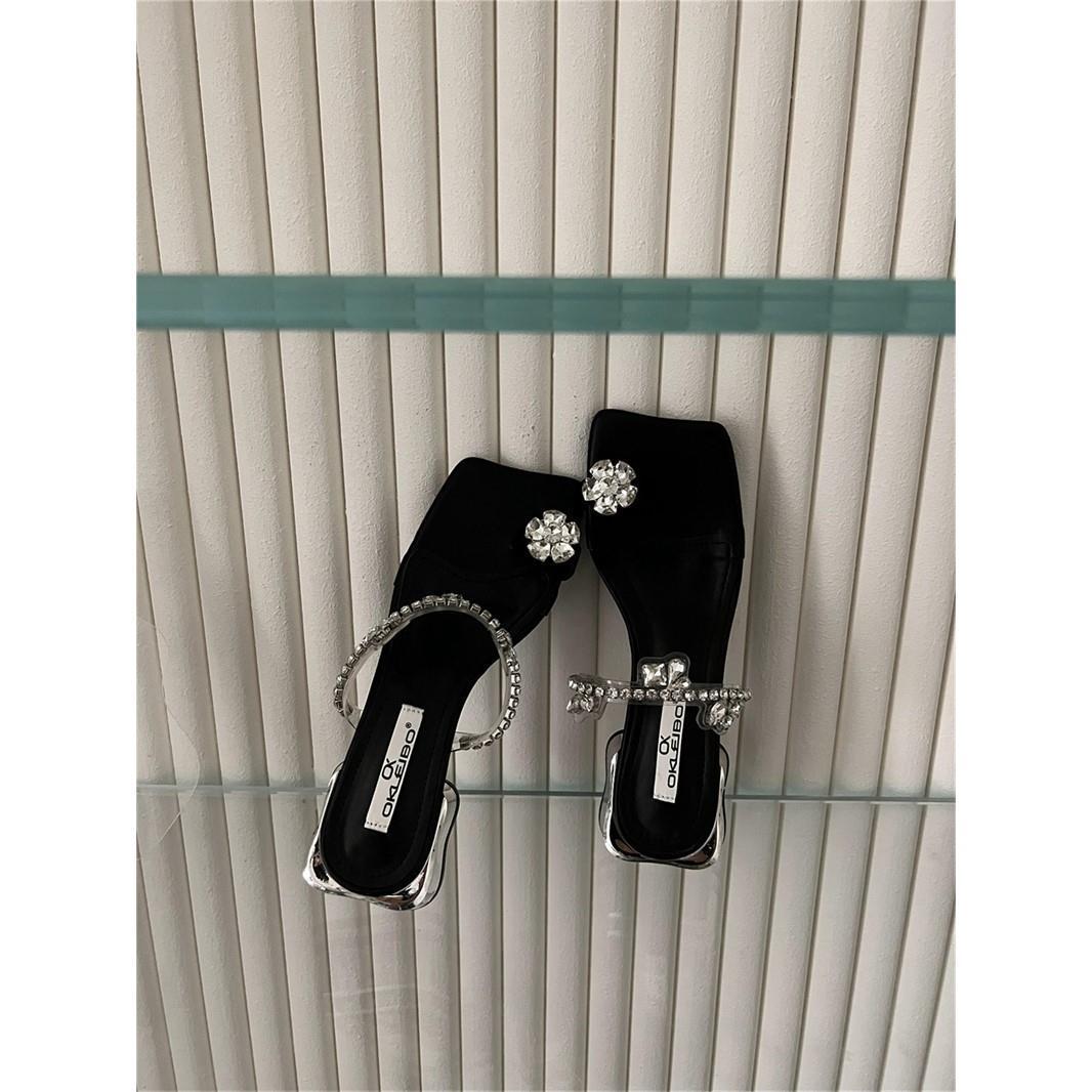 

fashion Spring Summer Fashion New Women Genuine Leather Square Head Thin Mid-heel Sandals Simple Casual Shoes Female Chic 38 чёрный