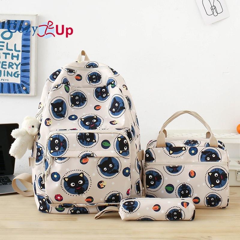 Cute Cat Backpack 3-piece Large-capacity Cartoon Travel Backpack