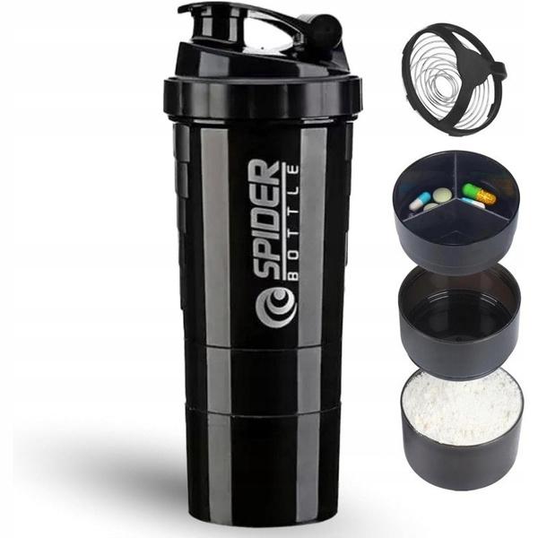 Ecarla Shaker Sportowy Do Odżywki Białkowej Z Sitkiem 500Ml Czarny Bd55Cz