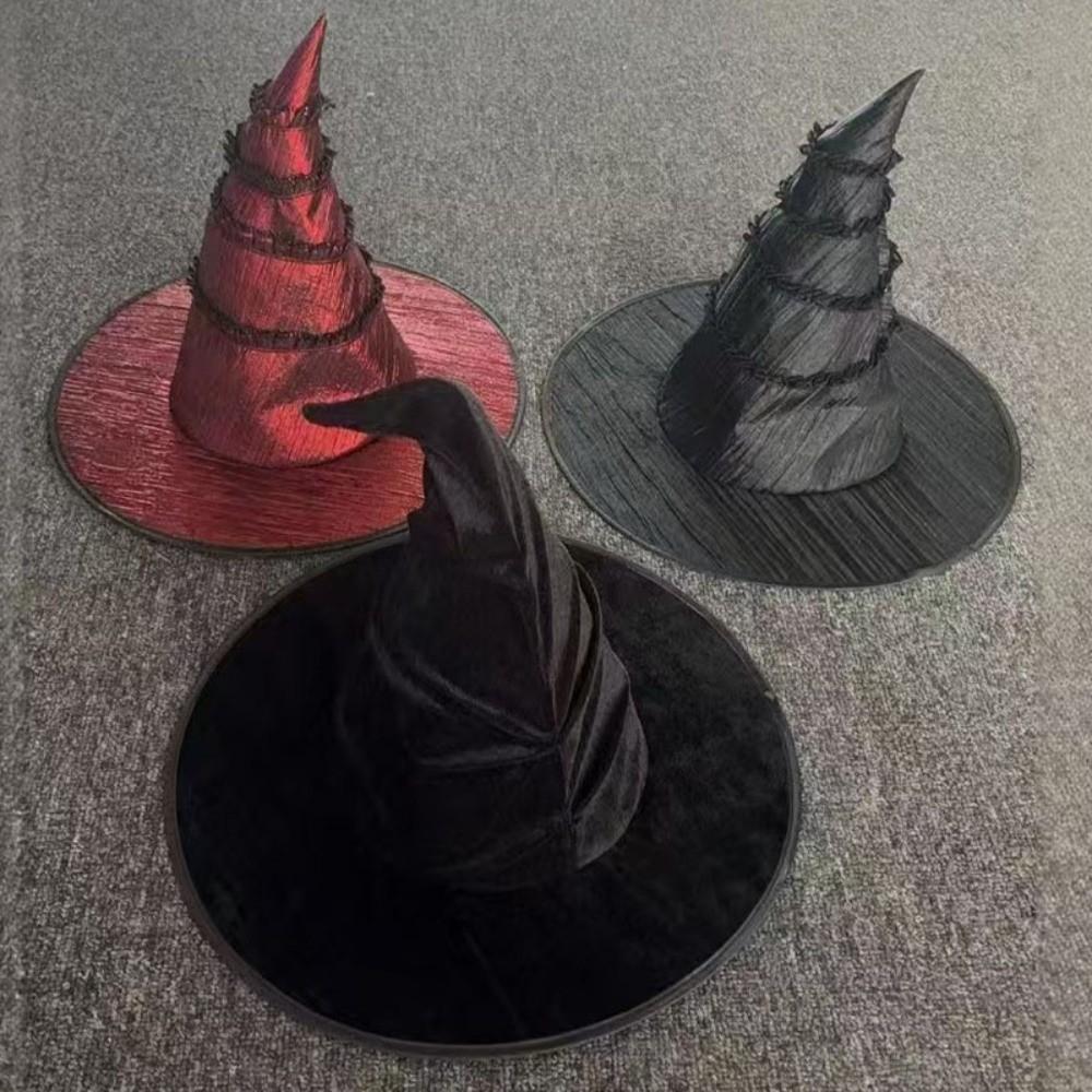 Gefalteter Lolita Hexenhut Großer Rand Damen Zaubererhut Party Kopfschmuck Halloween Hut Damen