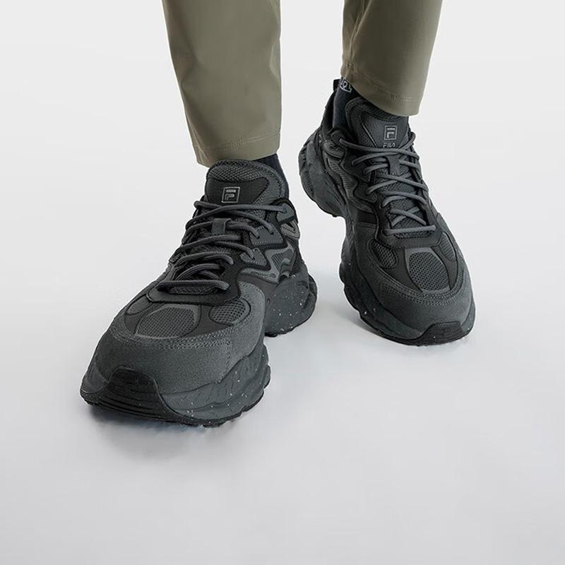 Fila Fern Grass Shoes Fabric Synthetic Leather Comfortable Low-Top Dad Shoes Men Sneaker Gray Black F12M331101FDB