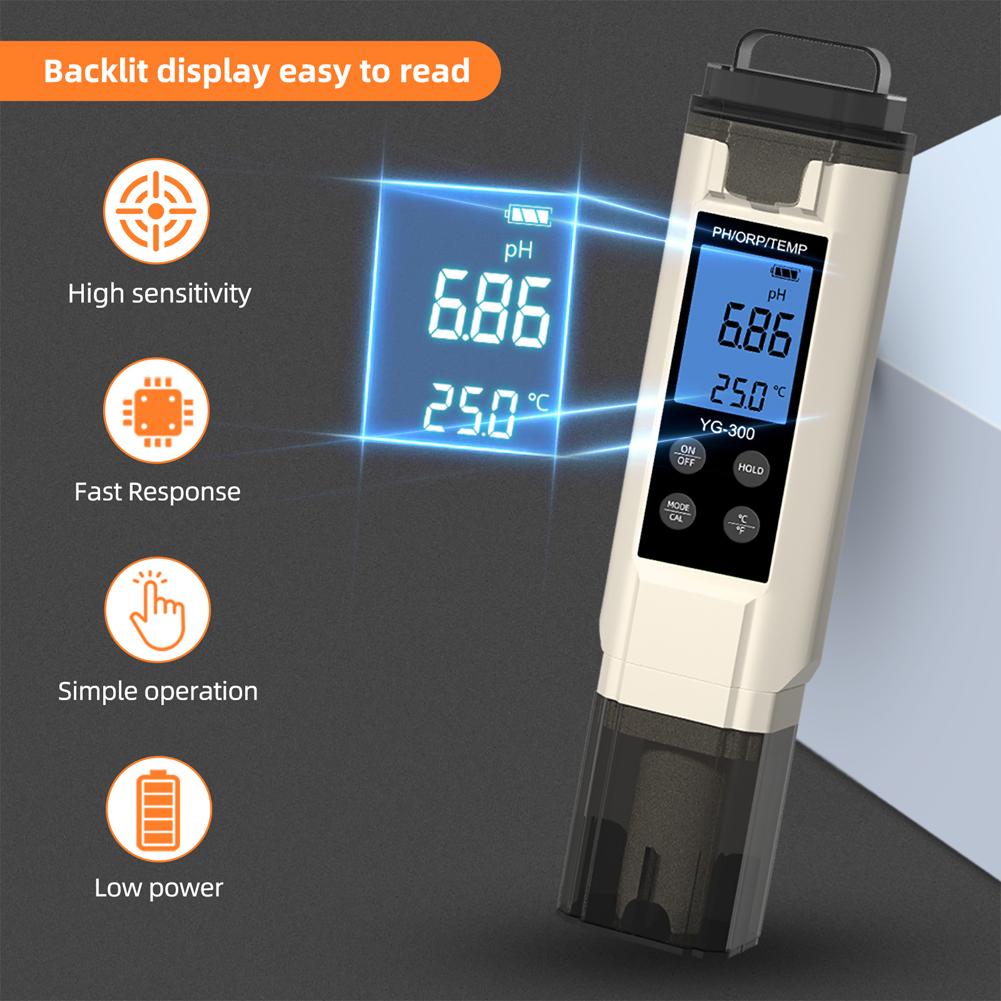 3-in-1 Digital Water Tester ORP Temp PH Meter for Drinking Water Hydroponics Aquariums Pools