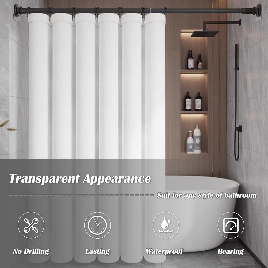 Adhesive Shower Curtain Rod Holder, 4 Pcs Tension Rod Holders, No Drilling | Invisible Rod Retainer, Transparent Wall Mount Holder for Shower Curtain