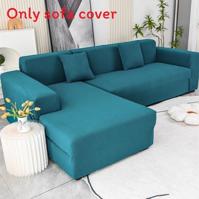 

L Однотонный Формованный Угловой Полиэстеровый Чехол для Дивана для Домашней Мебели Современный Подарок Blue Green