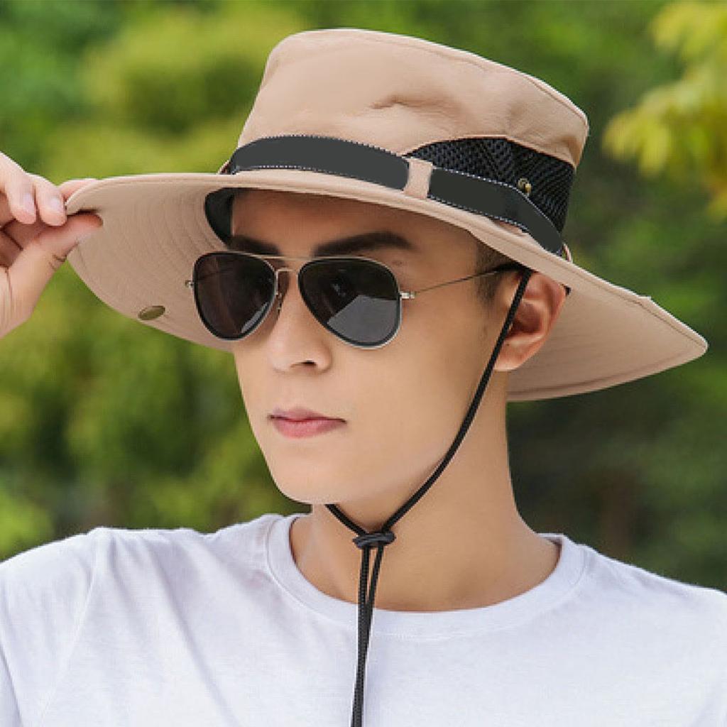 Men s Fisherman Hat   Outdoor Fishing Sunscreen Face Cover UV   Big Brim