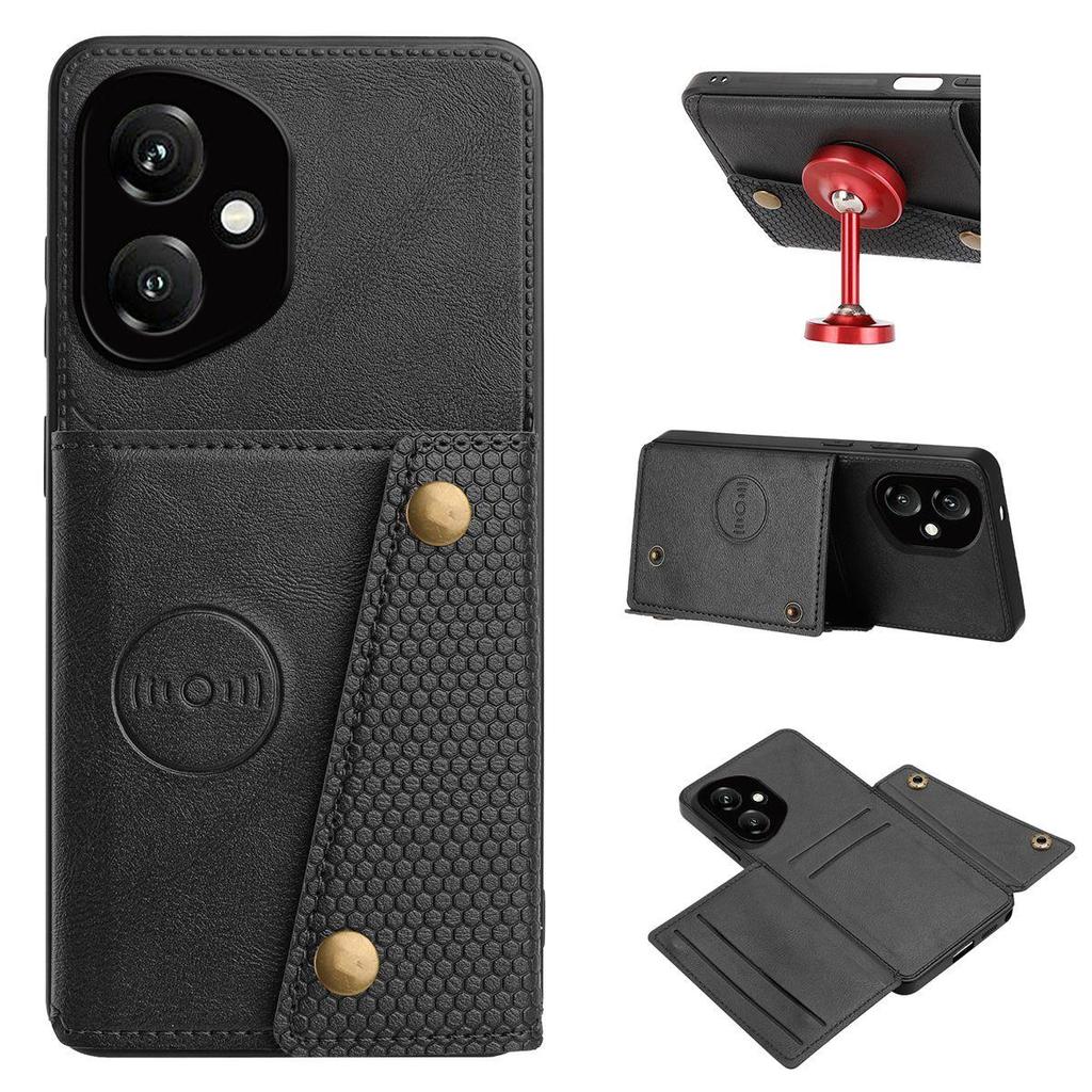 PU Leather Wallet Phone Case for HONOR 400 Multiple Card Slots Dual Metal Button Closure Shockproof Full‑Body Protective Cover