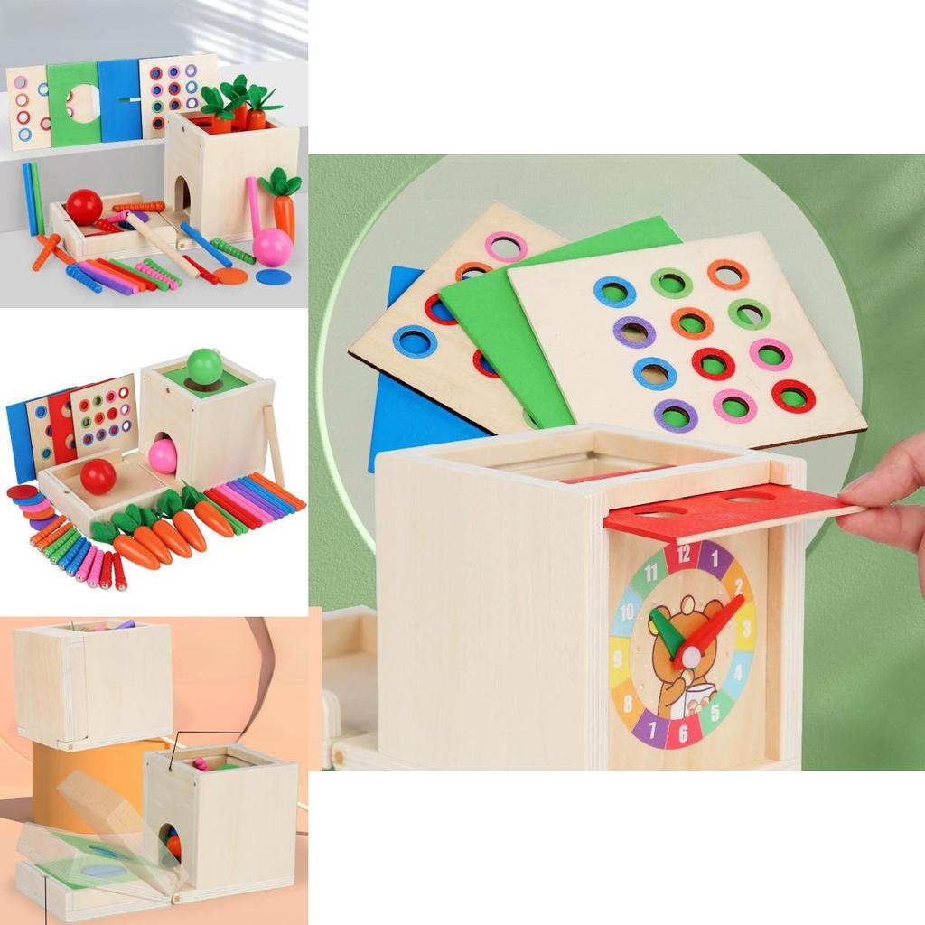 Montessori Sixinone Wooden Puzzle Coin Box With Color Matching For Preschool Learning