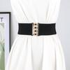 Women'S Wide Elastic Waist Belt  Simple Metal Buckle Waistband Corset Cinch Belt Dress Stretchy Belts
