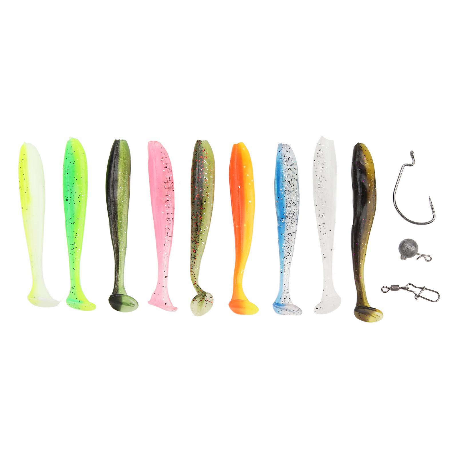 7cm Fishing Lure Silicone Soft Two Color T Tail Fishing Bait Set Fishing Accessories Set for Saltwater Fishing