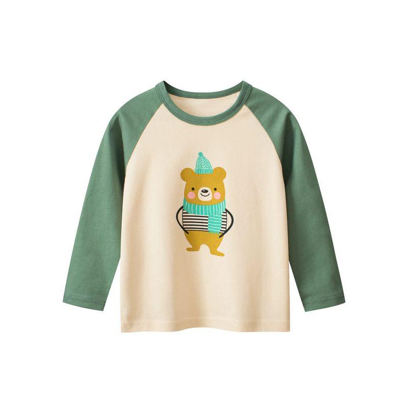 27Home Spring Kidsren's Clothing Kidsren's Long-Sleeved T-Shirt Girls Cartoon Bear Print Pure Cotton Bottoming Shirt Baby Clothes