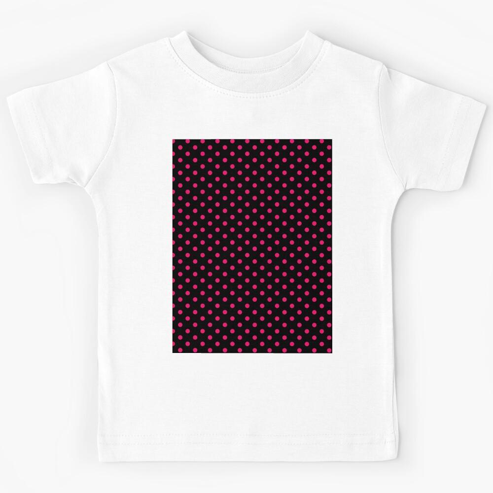Cute Black and Pink Small Polka Dot Kids T-Shirt 150