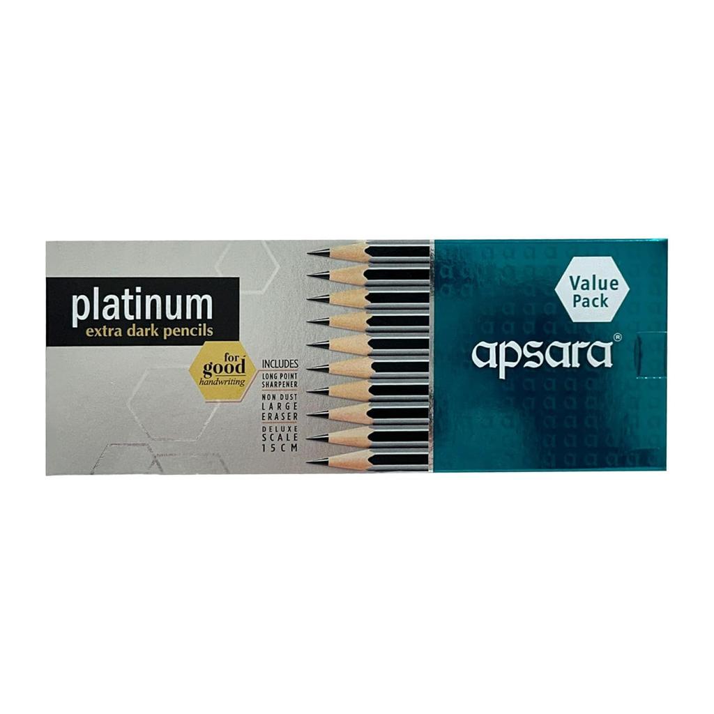 Apsara Platinum Pencil Value Pack Of 20 Extra Dark Lead Soft Wood School Writing Set For Students Academic Use