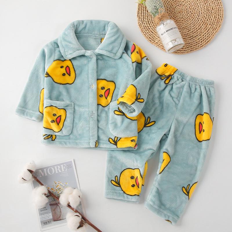 

Children s Dinosaur Flannel Pajamas - Adorable Cartoon Animal One-Piece for Boys and Girls, Spring/Autumn Homewear. 80-70 to 80 cm