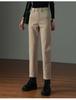 Women's High-Waisted Slim-Fit Khaki Cigarette Pants with Velvet Lining for Autumn and Winter