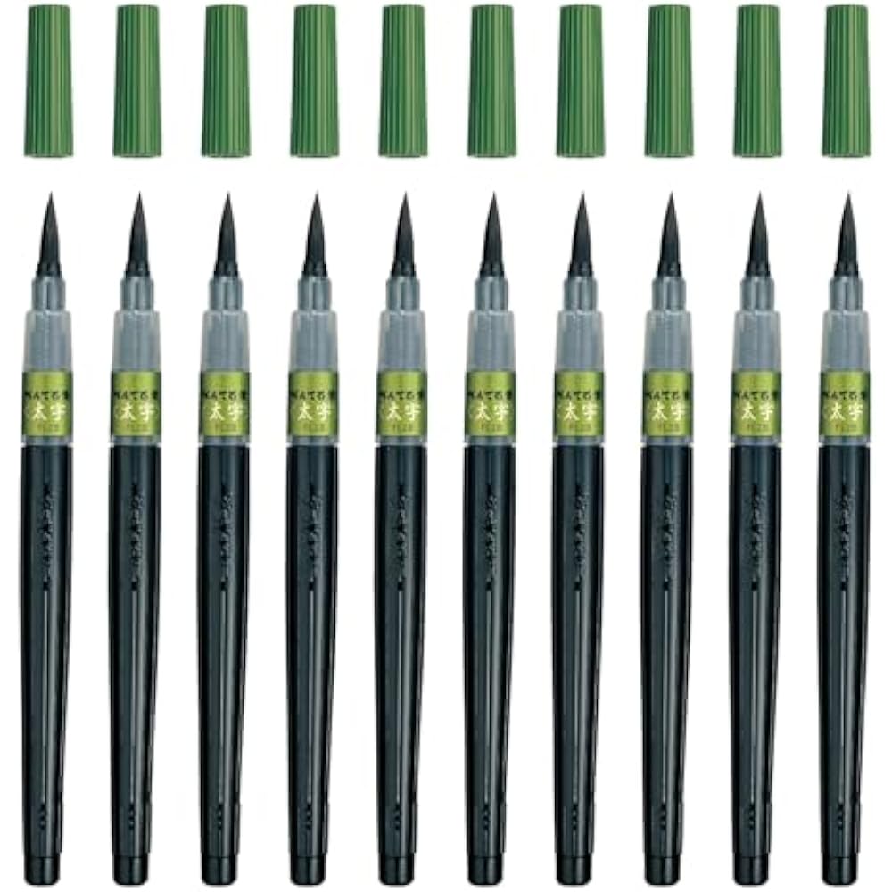 Pentel Brush Pen, Bold Black, 10 Pcs, XFL2B (10)